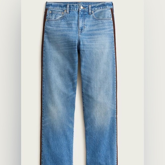 J.Crew petite Mid-rise relaxed straight jean with velvet stripe - Picture 6 of 13